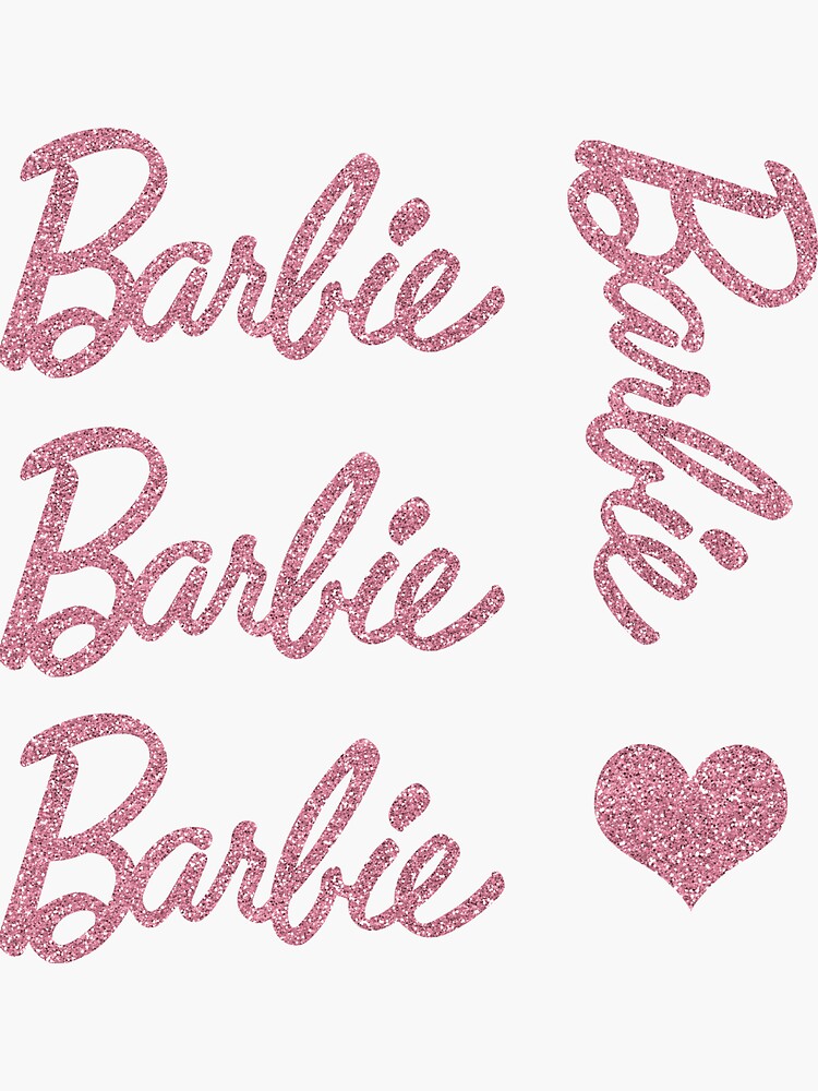 "Barbie with pink glitter on white" Sticker by TheFamousShop | Redbubble