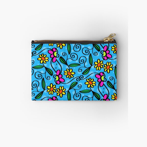 Item preview, Blue Background Colorful Flowers Print designed and sold by BalloonPrints.