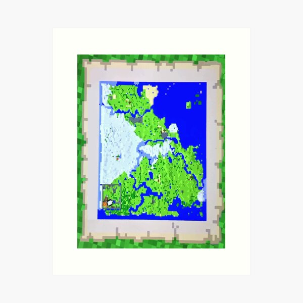 Map Minecraft Art Print by Cedono