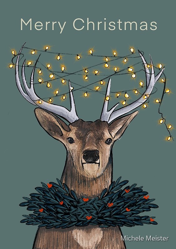 "Deer Christmas card" by Michele Meister | Redbubble