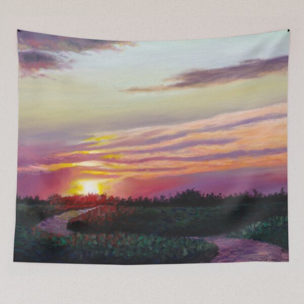 Item preview, Sunrise River Oil Painting designed and sold by DSC Arts.