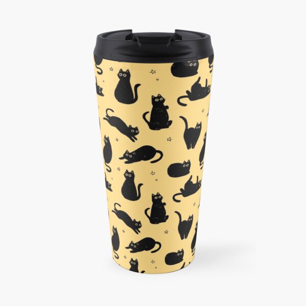 black cat pattern Travel Coffee Mug