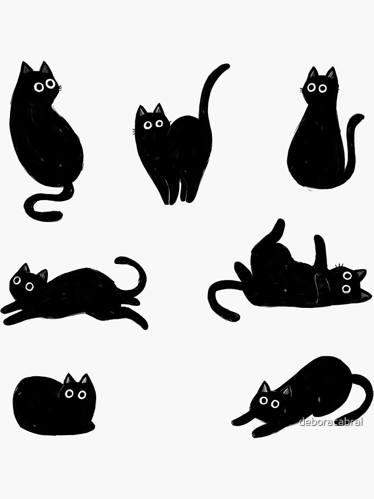 6 Sheets/pack Black Cat Decorative Stationery Stickers