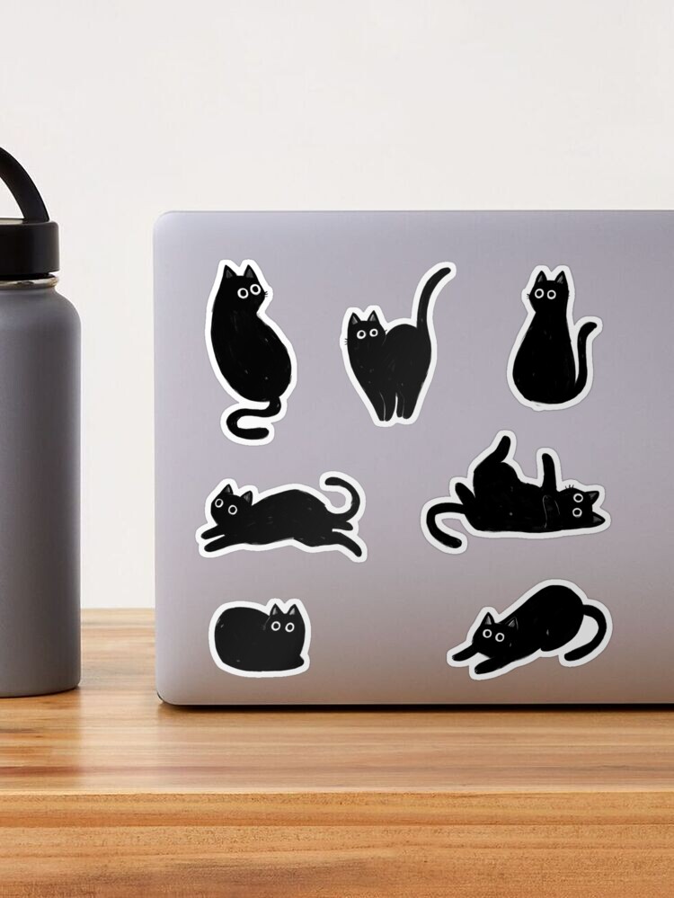 Thumbnail 1 of 3, Sticker, black cat pattern designed and sold by deboracabral.