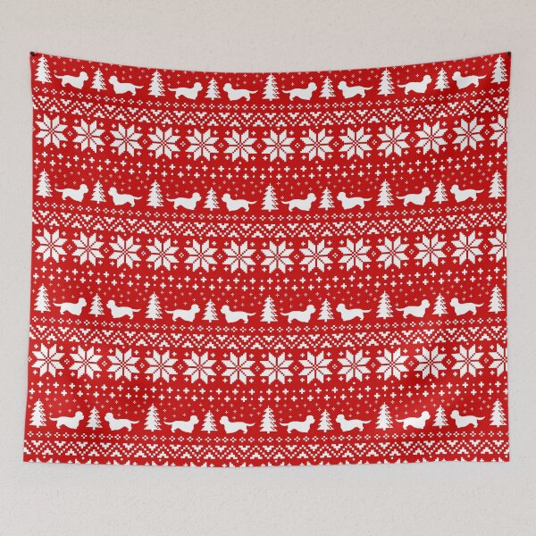 Item preview, Dandie Dinmont Terrier Silhouettes Christmas Holiday Pattern designed and sold by Jenn Inashvili.
