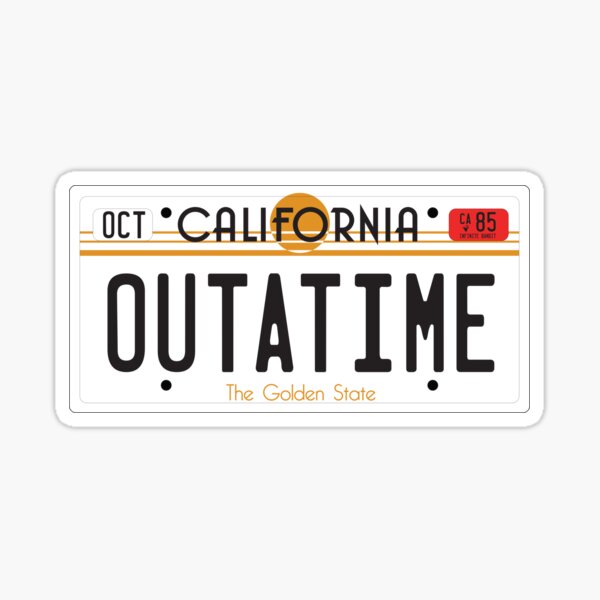 OUTATIME Back To The Future License Plate Sticker