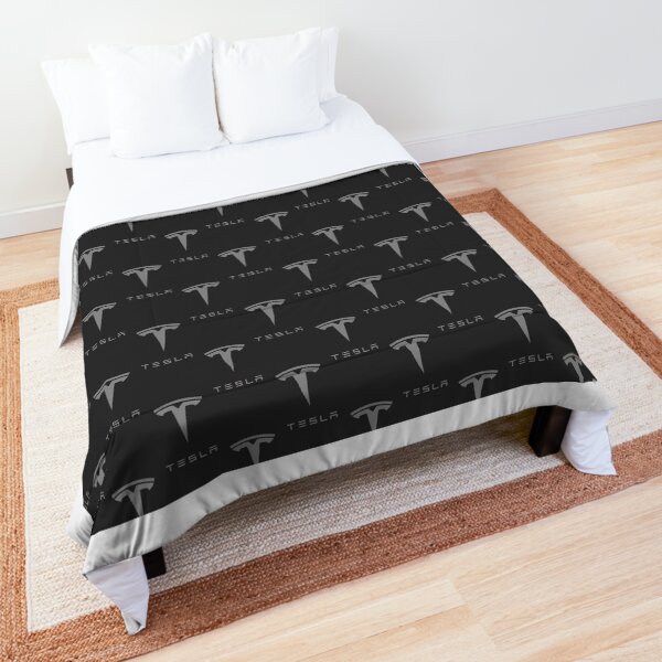Tesla Logo (Repeating, Grey on Grey) Comforter
