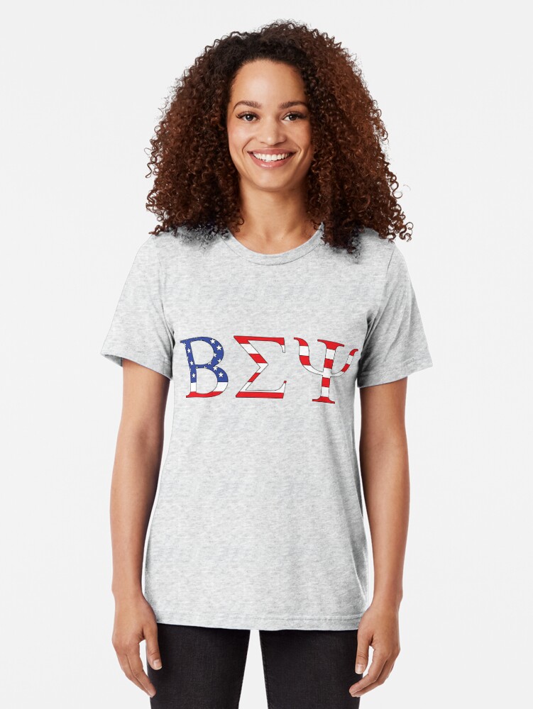 Alternate view of Beta Sigma Psi - American flag Tri-blend T-Shirt