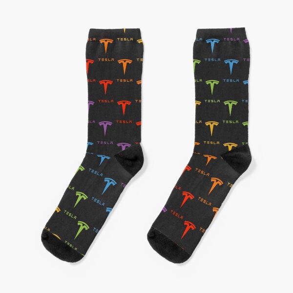 Logotipo de Tesla (repetición, arco iris en gris) Calcetines