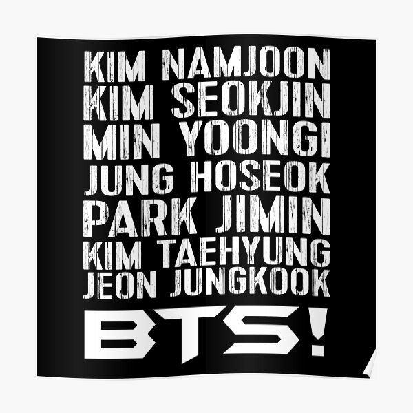 Bts Fan Chant Armee Fanchant Kim Namjoon Kim Seokjin Min Yoongi Jung Hoseok Park Jimin Kim Taehyung Jeon Jungkook Kpop Poster Von M3g4merch Redbubble