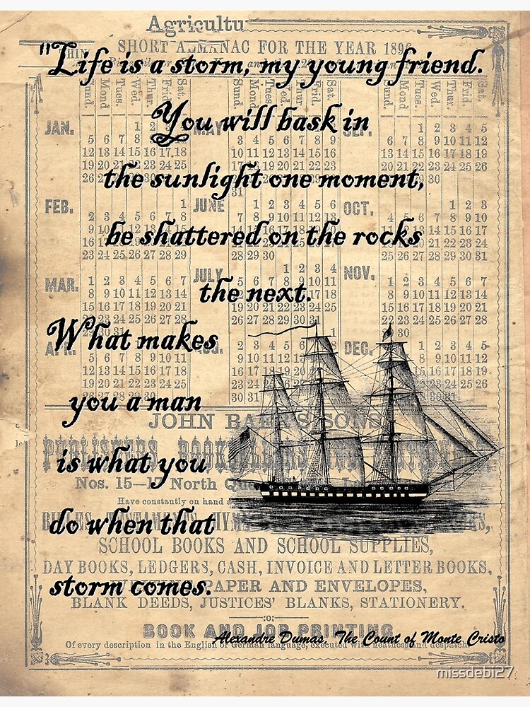  The Count Monte Cristo Quote Monte Cristo Book Page Alexander  Dumas Quote Monte Cristo Wall Art Book Page Large Book Print Book Poster  (11 x 14, Vintage): Posters & Prints