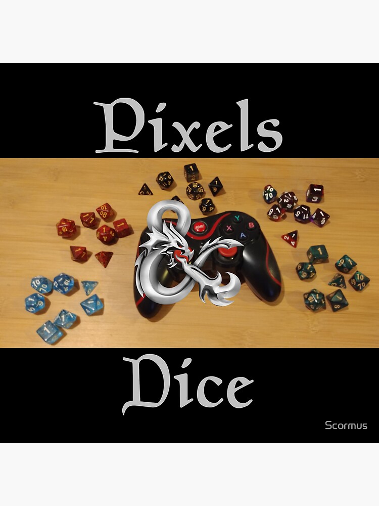 "Pixels & Dice Podcast" Sticker for Sale by Scormus Redbubble