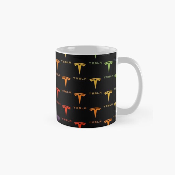 Tesla Logo (Repeating, Rainbow on Black) Classic Mug