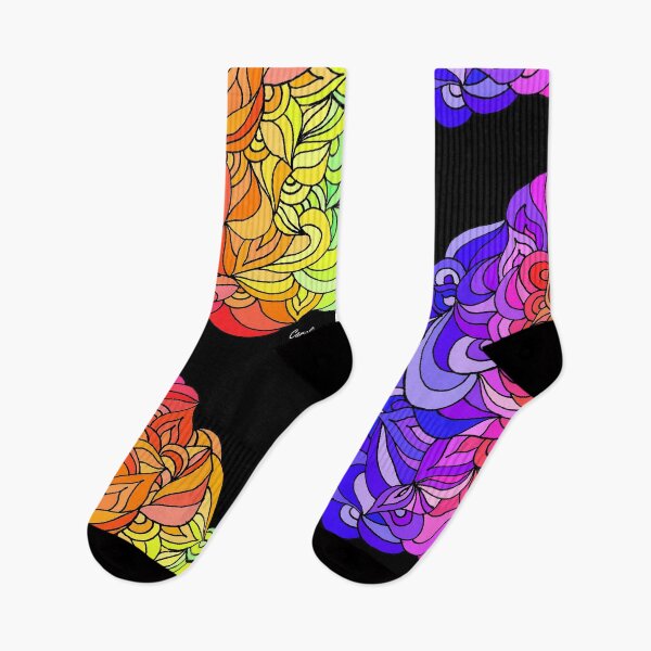 Item preview, Floral Rainbow Pattern on Black Background designed and sold by CarolineLembke.
