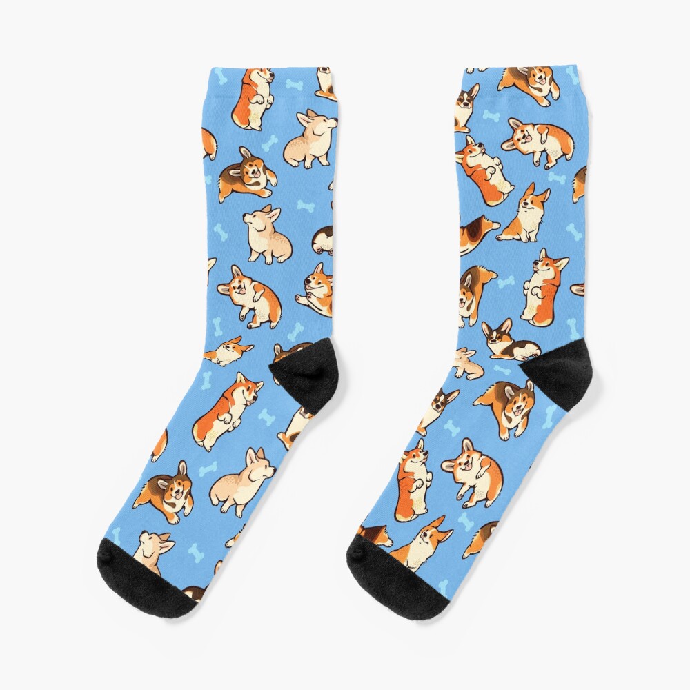 Jolly corgis in blue Socks