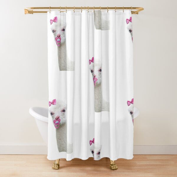 Baby Alpaca or Llama with pink pacifier Shower Curtain