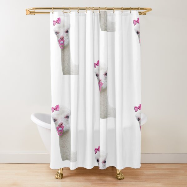 Baby Alpaca or Llama with pink pacifier Shower Curtain