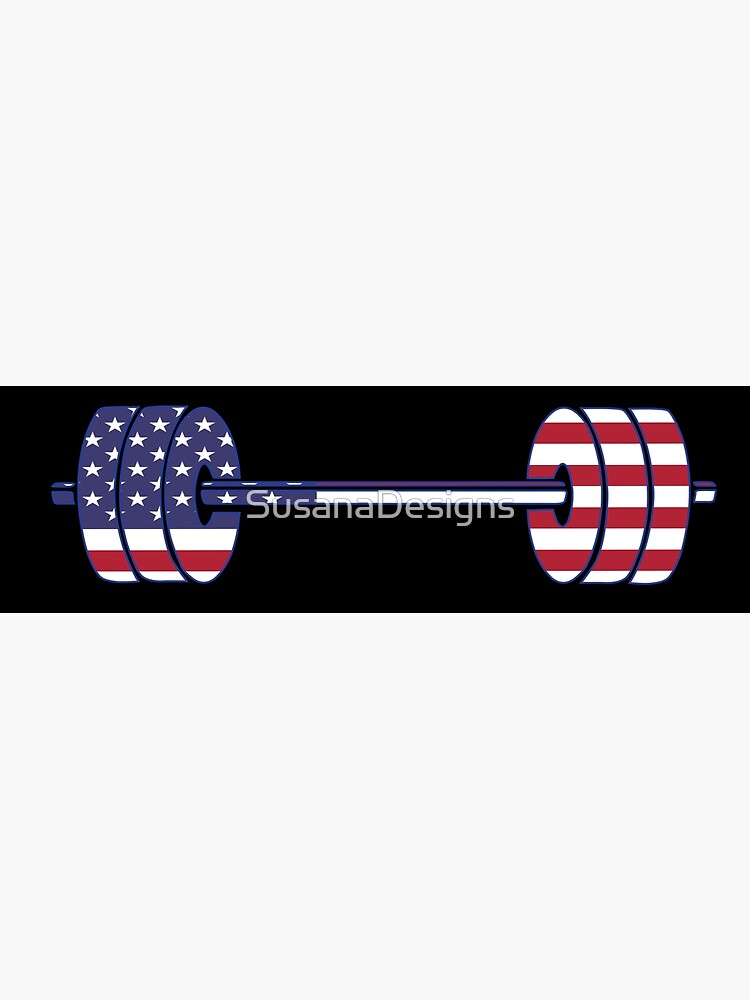 USA flag Barbell Powerlifting Weight Lifting form by SusanaDesigns