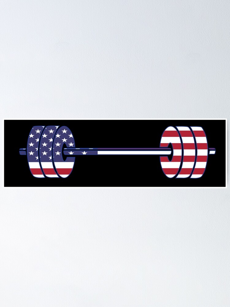 Alternate view of USA flag Barbell Powerlifting Weight Lifting form Poster