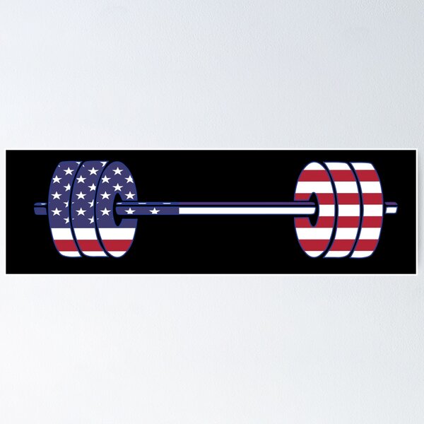 Item preview, USA flag Barbell Powerlifting Weight Lifting form designed and sold by SusanaDesigns.