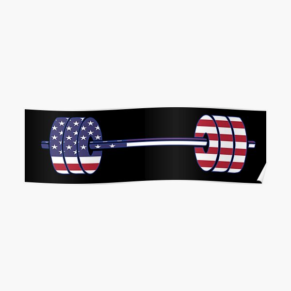 USA flag Barbell Powerlifting Weight Lifting form Poster