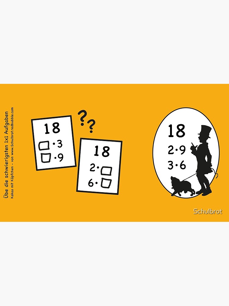 Difficult 1x1 tasks by the way, today the 18 - cocoa with brains - learning with fun by Schulbrot