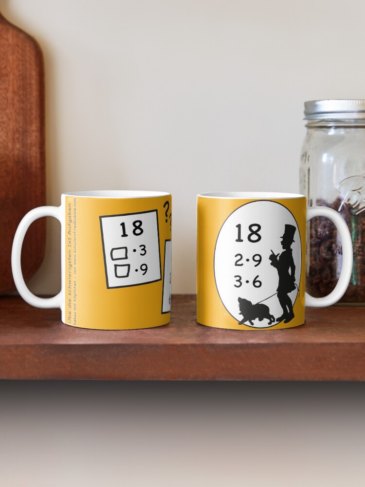 Alternate view of Difficult 1x1 tasks by the way, today the 18 - cocoa with brains - learning with fun Mug