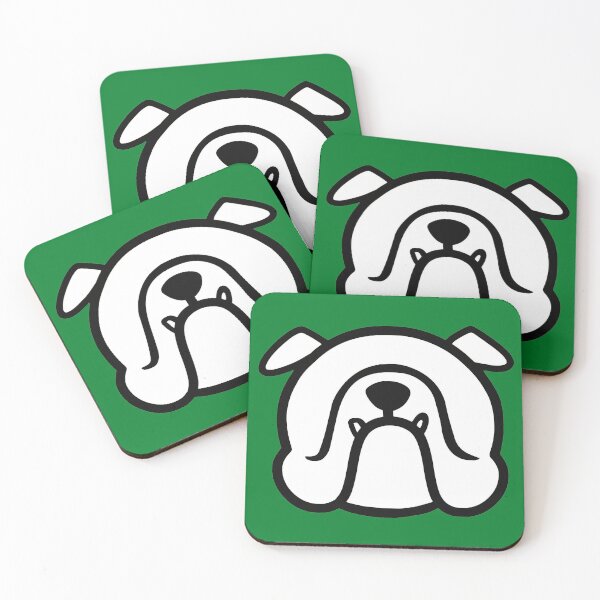 Item preview, White Bulldog face silhouette - English Bully dog breed bias - white on green designed and sold by smooshfaceutd.