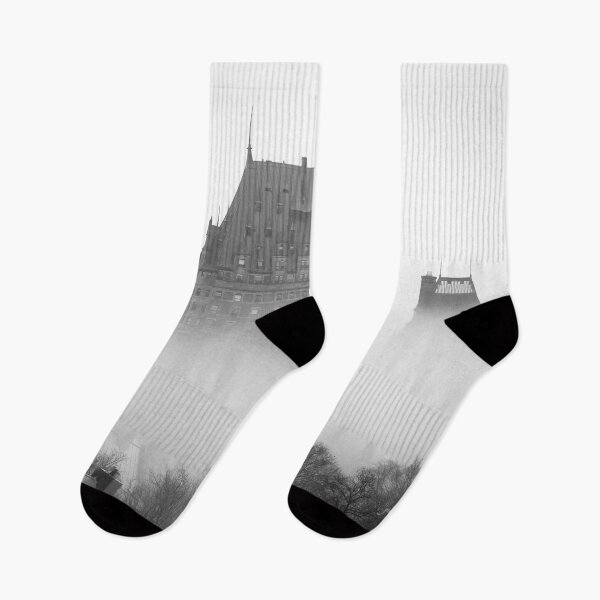 Item preview, A Foggy Morning engulfs Chateau Frontenac Black and White designed and sold by Yannik Hay.