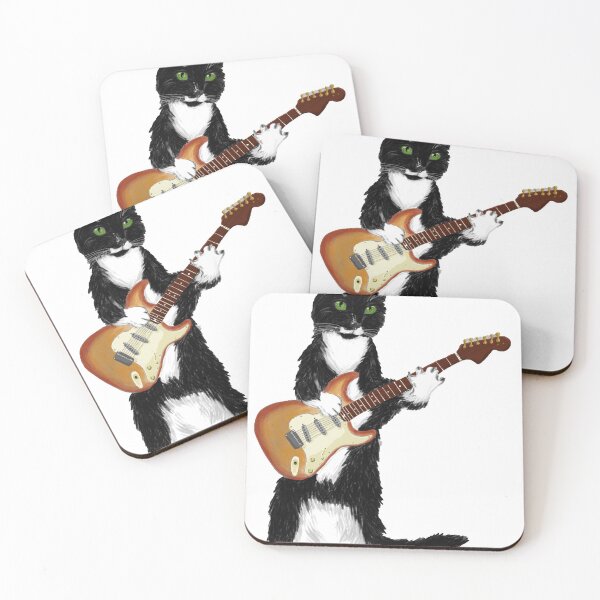 Item preview, Cat playing guitar designed and sold by Allie-cat.
