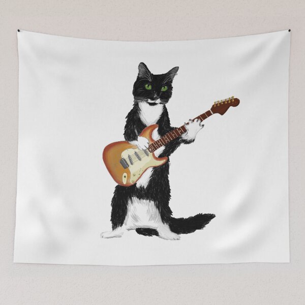 Item preview, Cat playing guitar designed and sold by Allie-cat.