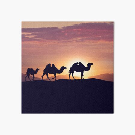 Vista previa del artículo con la obra «siluetas de camellos en las dunas al atardecer», diseñado y vendido por svetlanna.