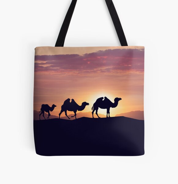 Item preview, camels silhouettes in dunes at sunset designed and sold by svetlanna.