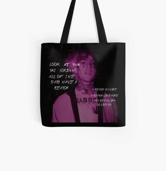 Lil Peep Star Shopping Letras Firmado Foto Bolsa estampada de tela