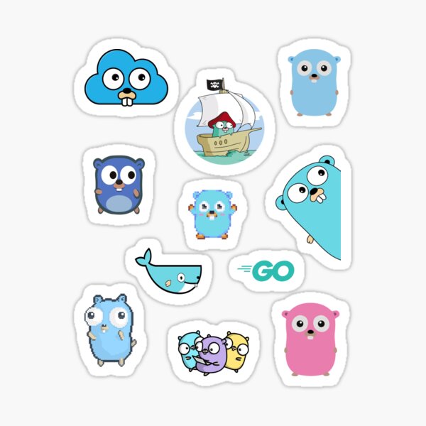 Golang gopher sticker pack variety pack Sticker