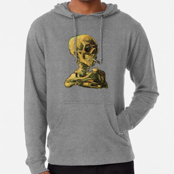 Vincent Van Gogh - "Cráneo de un esqueleto con cigarrillo encendido" Sudadera ligera con capucha
