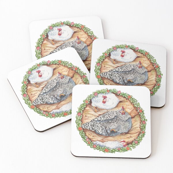 Item preview, Dustbathing Hens Watercolor Illustration designed and sold by eleary.