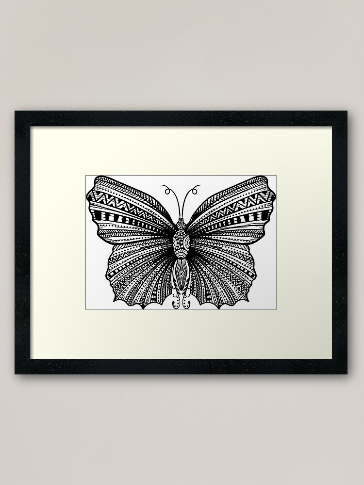 Butterfly Mandala Framed Art Print By Emphatic Redbubble