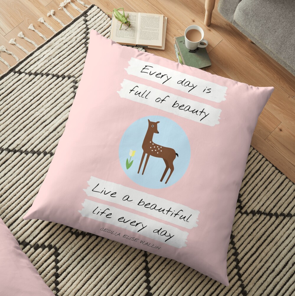UPLIFTING QUOTE (deer, animal) from Inventicity™ Floor Pillow