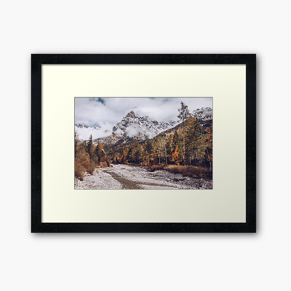 Misty Mountains fog in the mountains in autumn Framed Art Print