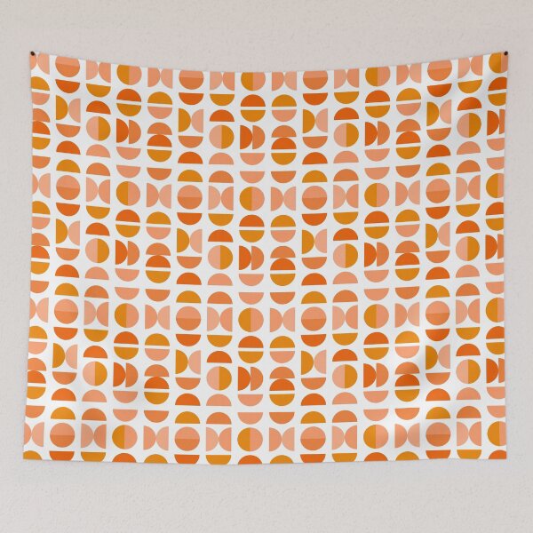 Item preview, Mid Century Modern Tangerine Geometry designed and sold by AVArtDecor.