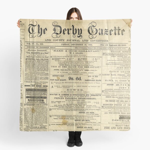 Old Newspapers, The Derby Gazette Scarf