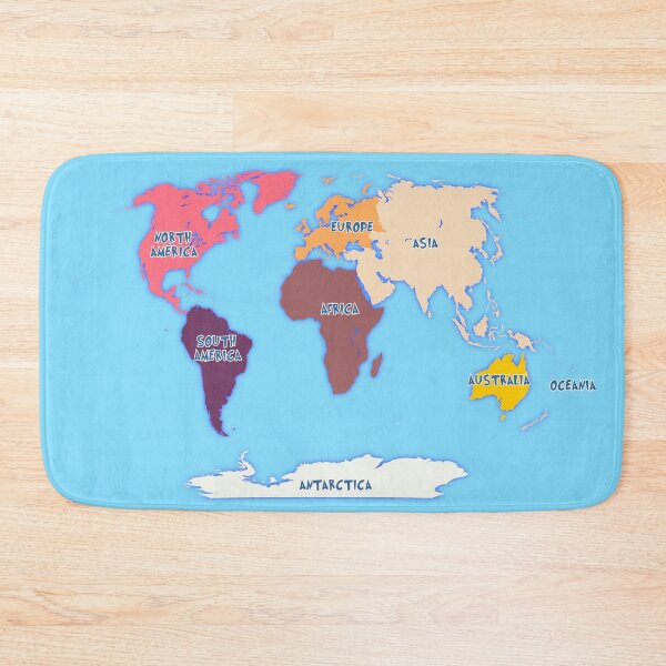 Item preview, map of the world Winkel tripel projection names of all continents Africa, Antarctica, Asia, Australia Europe, America designed and sold by mashmosh.