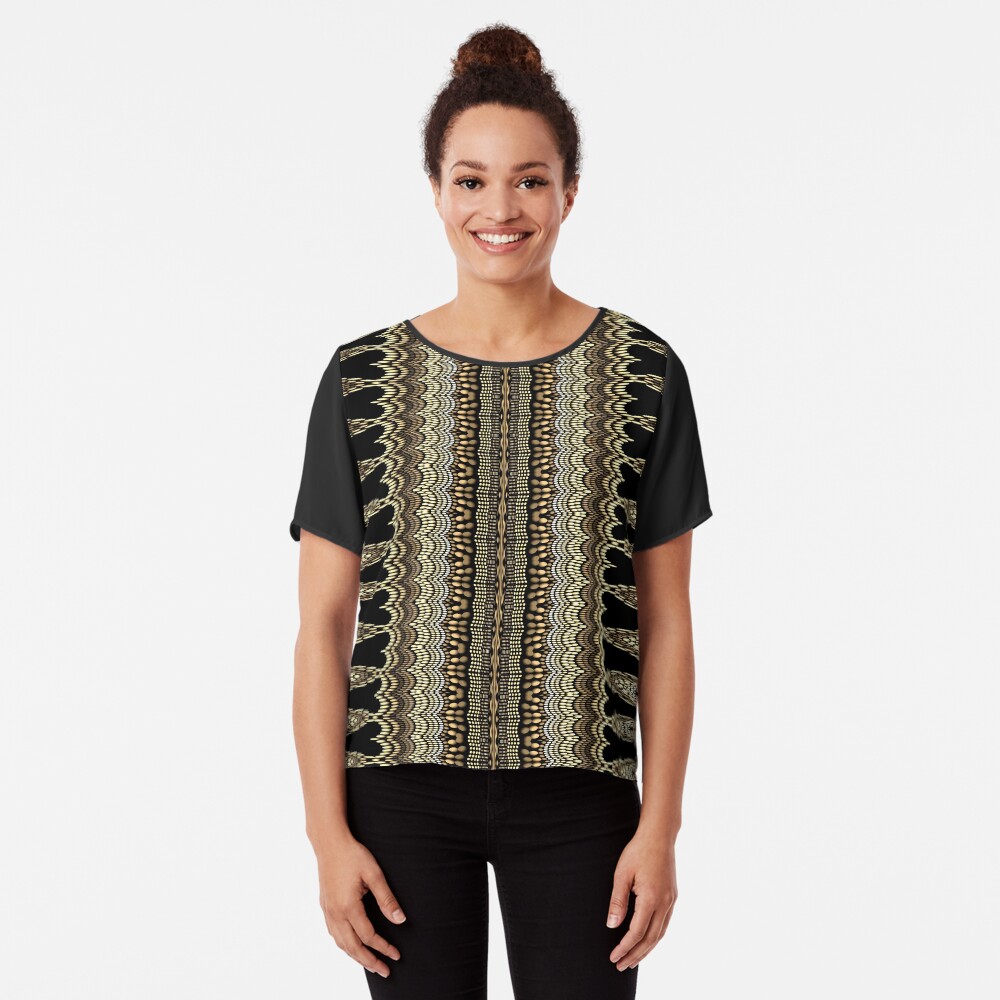 Golden Crochet Chiffon Top