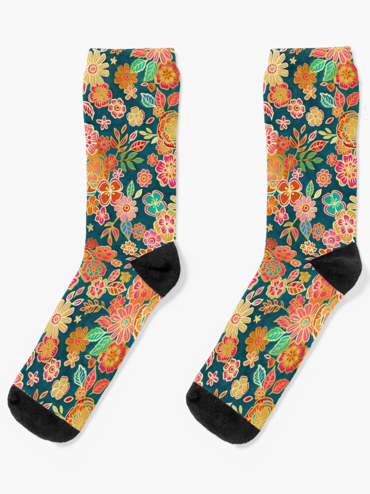 Ivory Ditsy Floral Socks