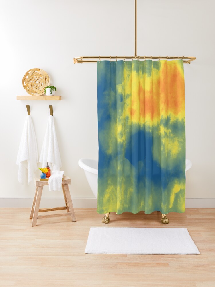 orange and yellow shower curtain