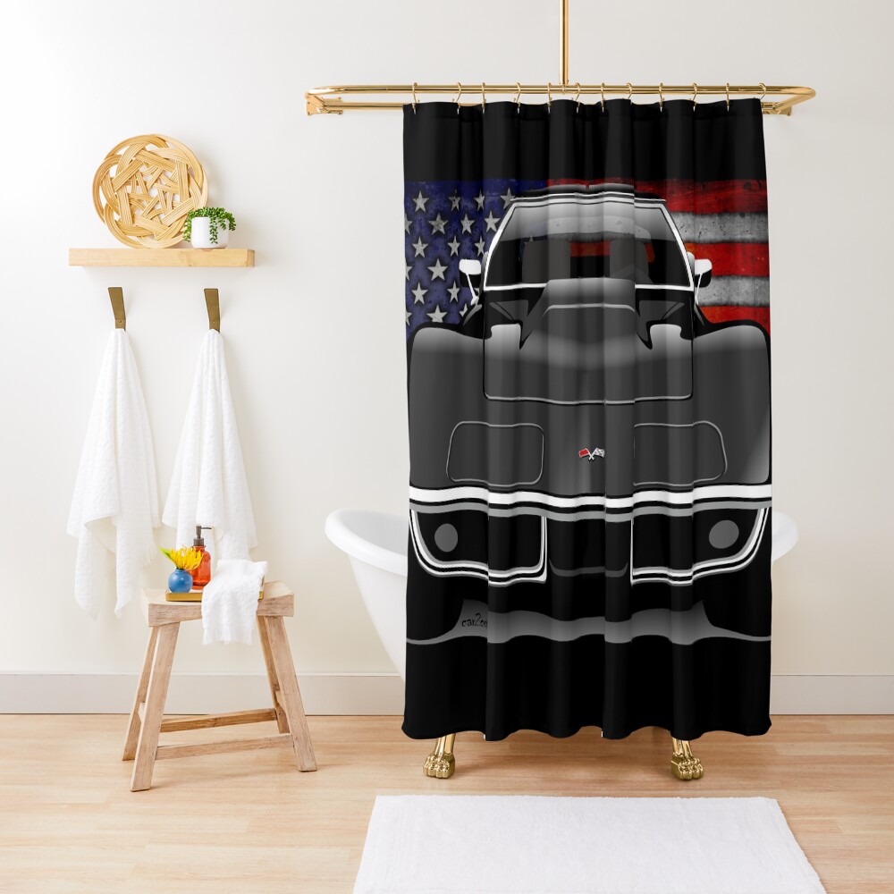 "Chevrolet Corvette C3 black" Shower Curtain for Sale by car2oonz