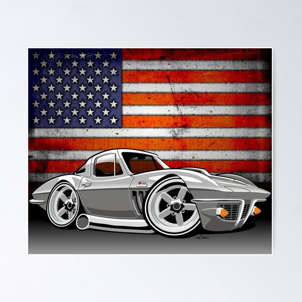 Item preview, Caricature Chevrolet Corvette C3 - silver designed and sold by car2oonz.