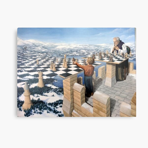 Rob Gonsalves Chessmaster M.C. Escher Surrealism Surrealist Art Painting Banksy Dali Metal Print