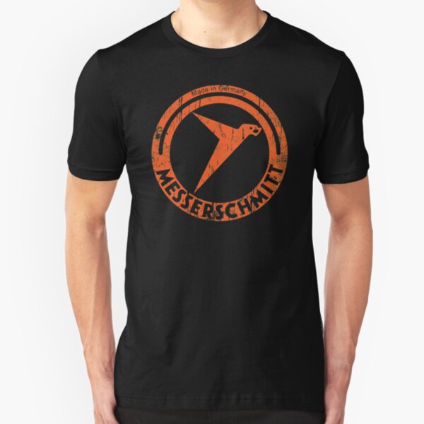 Messerschmitt German Aircraft Vintage Logo WW2 Slim Fit T-Shirt